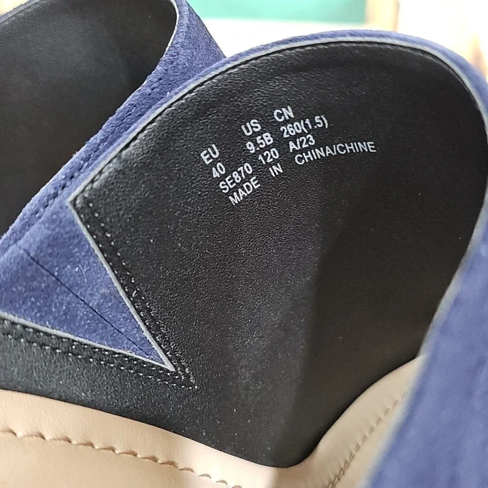 Stuart Weitzman Navy Wonda Espadrille Wedge Heel Mules Sandals Size EU 40/9.5 B